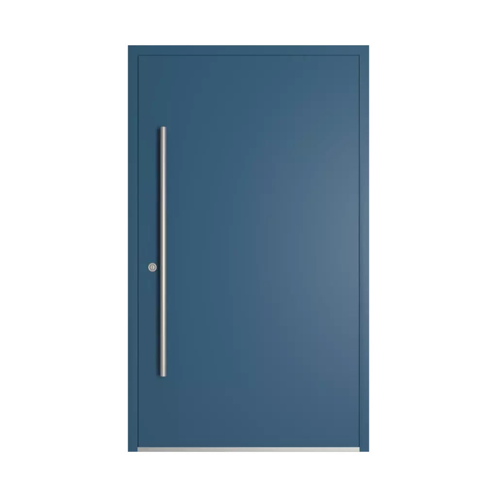 RAL 5009 Azure blue entry-doors models-of-door-fillings dindecor 6132-black  