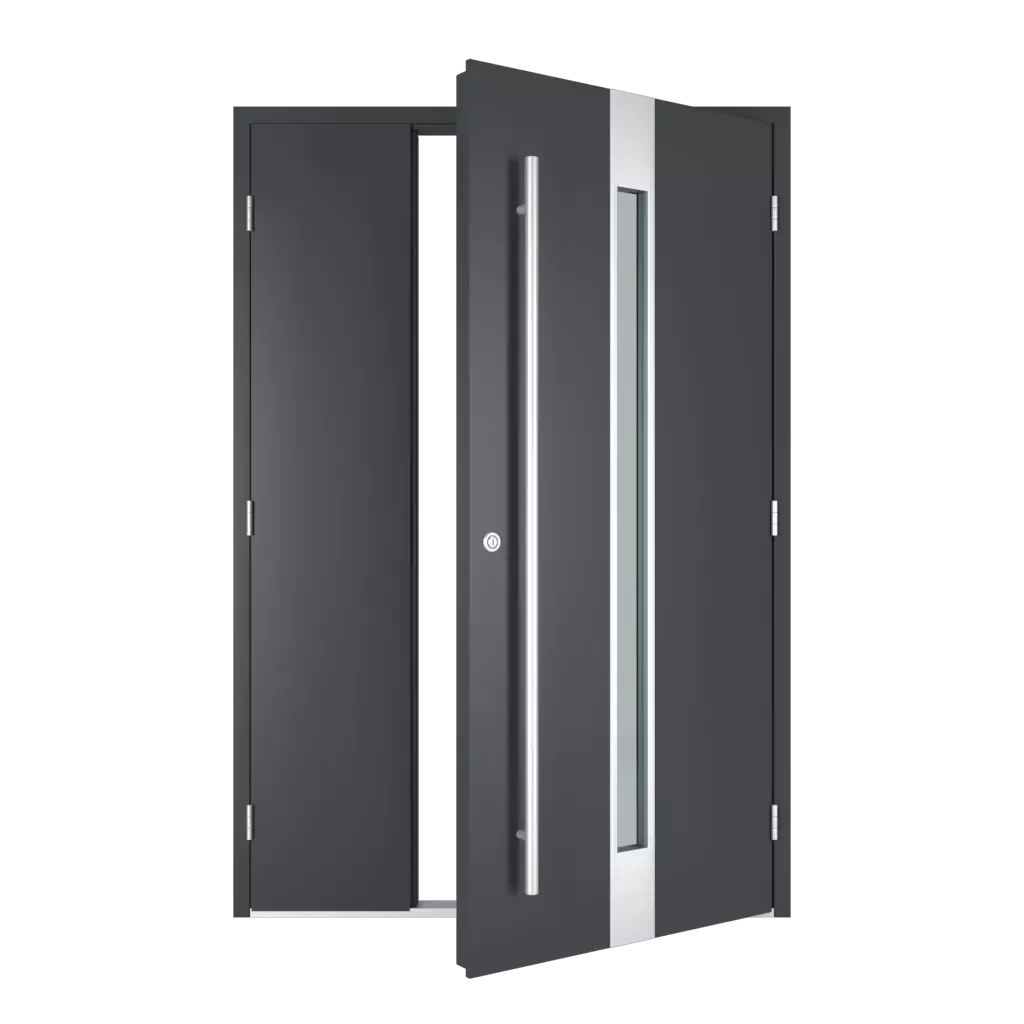 The right one opens outwards entry-doors models-of-door-fillings dindecor 1301-pvc-black  