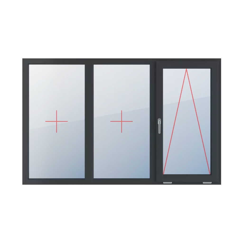 Permanent glazing in the frame, tiltable with a handle on the left side windows types-of-windows triple-leaf symmetrical-division-horizontally-33-33-33  