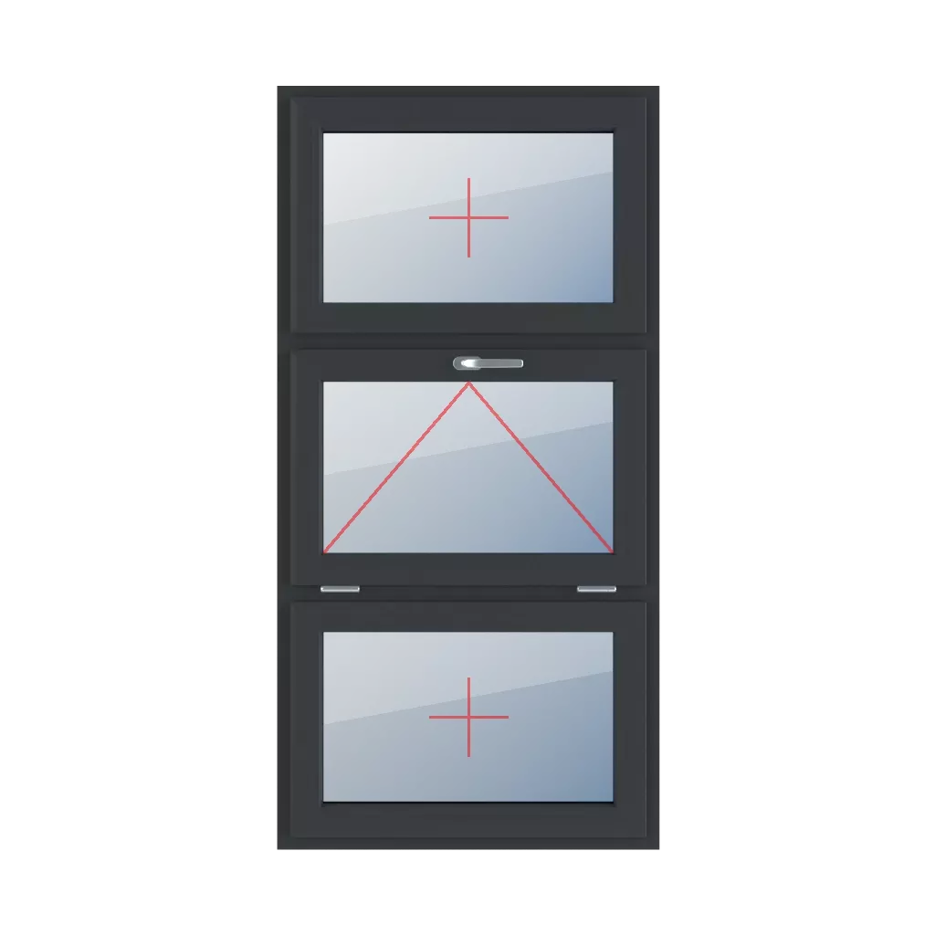 Fixed glazing in the wing, tiltable with a handle at the top, fixed glazing in the wing windows types-of-windows triple-leaf vertical-symmetrical-division-33-33-33  