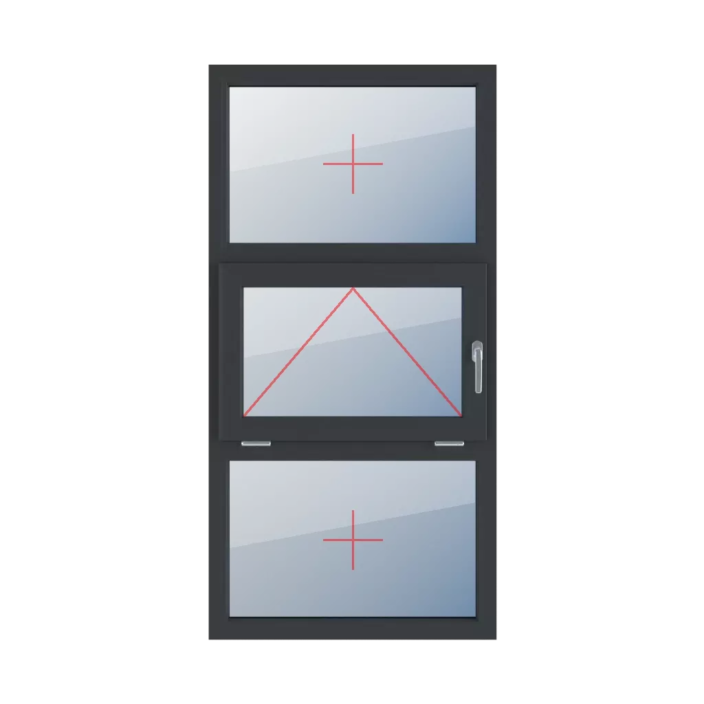 Fixed glazing in the frame, tiltable with a handle on the right, fixed glazing in the frame windows types-of-windows triple-leaf vertical-symmetrical-division-33-33-33  