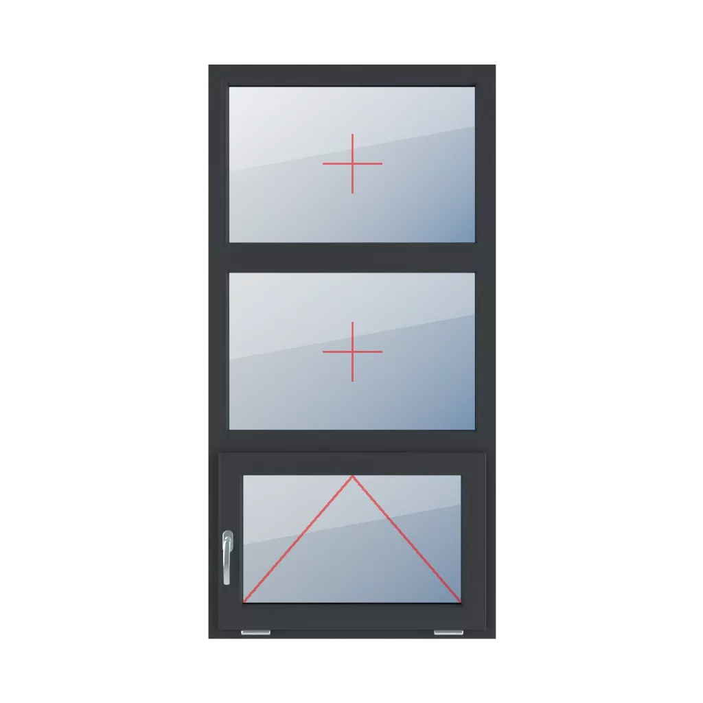 Permanent glazing in the frame, tiltable with a handle on the left side windows types-of-windows triple-leaf vertical-symmetrical-division-33-33-33  