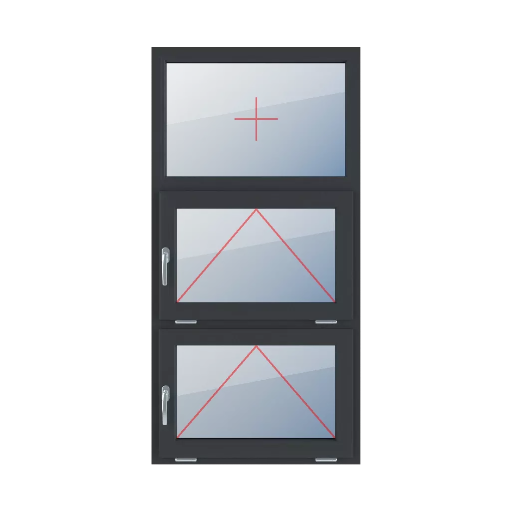 Fixed glazing in the frame, tiltable with a handle on the left side, tiltable with a handle on the left side windows types-of-windows triple-leaf vertical-symmetrical-division-33-33-33  