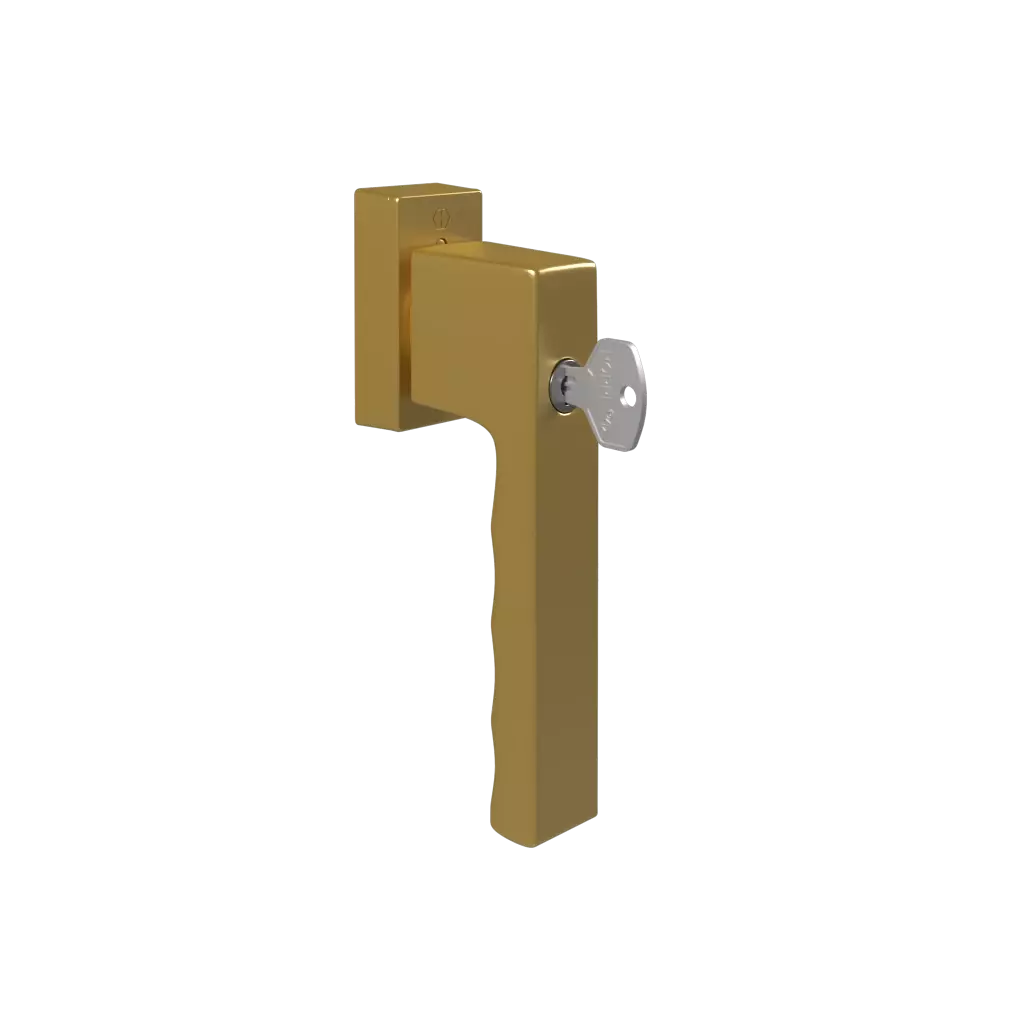 Door handle with key SecuForte Toulon old gold products window-packages wood-standard-plus   